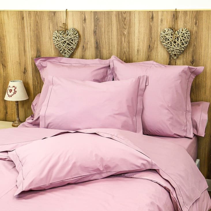 Parure housse de couette percale 200 fils en coton violet 240x280 cm PARURE  HOUSSE DE COUETTE DESIREE