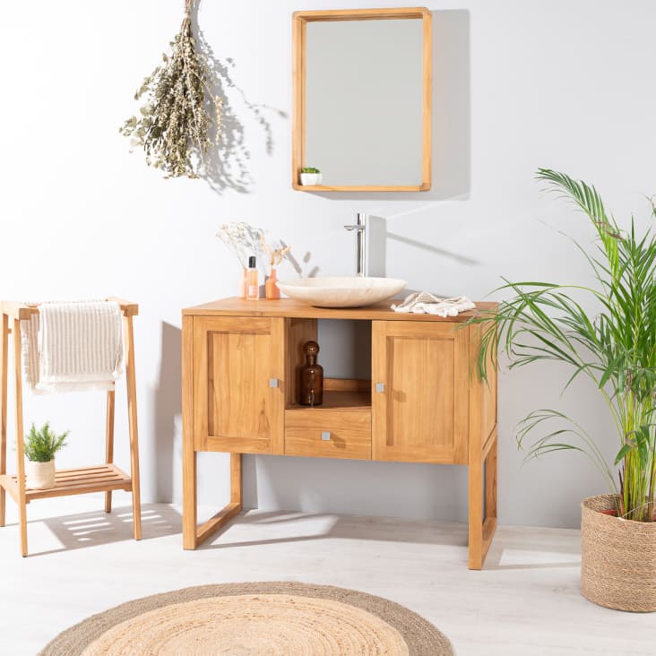 Mueble de teca suspendido con lavabo 60 cm - Baño - Wanda collection