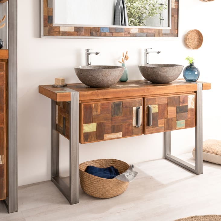 Mueble de teca suspendido con lavabo 60 cm - Baño - Wanda collection