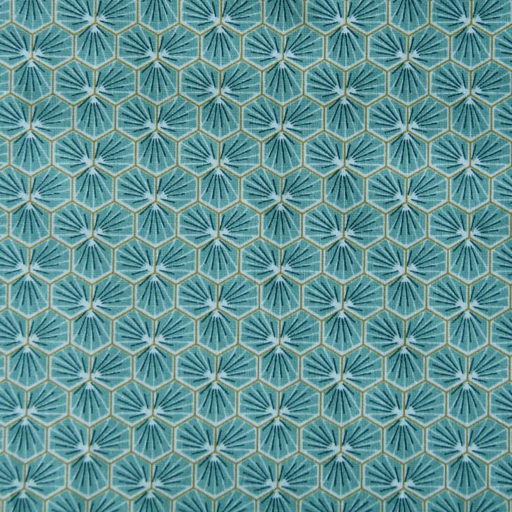Nappe imprimée et enduite coton bleu azur 150x150 cm-RIAD cropped-2