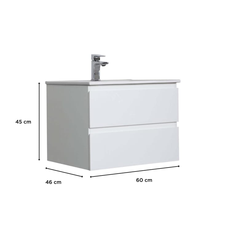 Meuble simple vasque 60cm  Blanc + vasque-Sorrento cropped-3