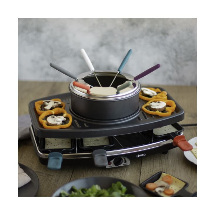 Appareil à raclette/grill/fondue en métal noir-DOC233 cropped-3