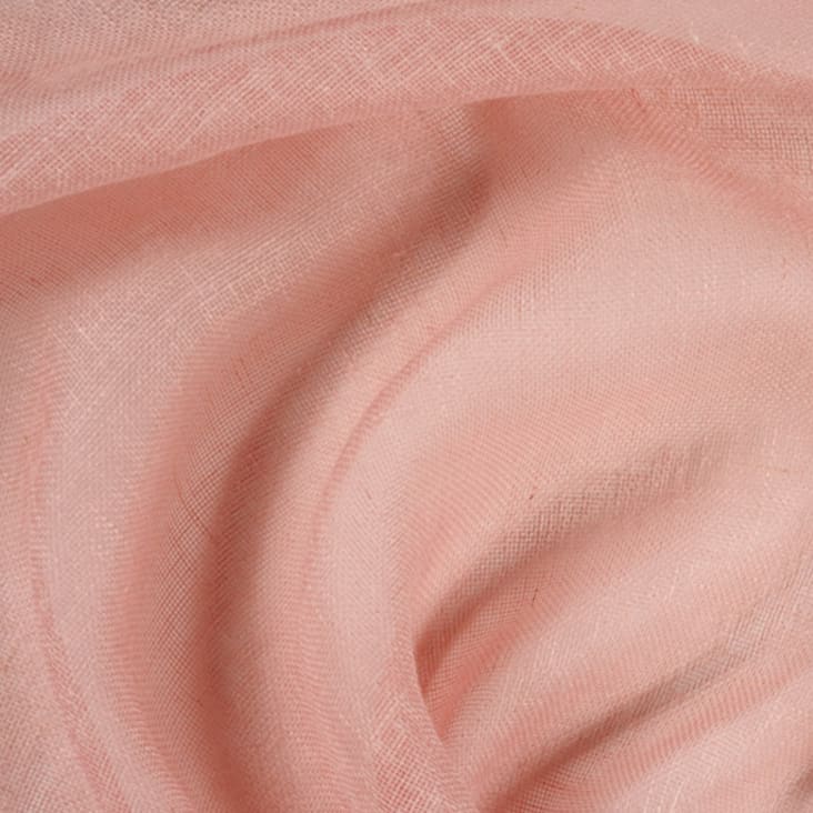 Paire de vitrages unis et tamisants en poly/lin polyester/lin rose cropped-2