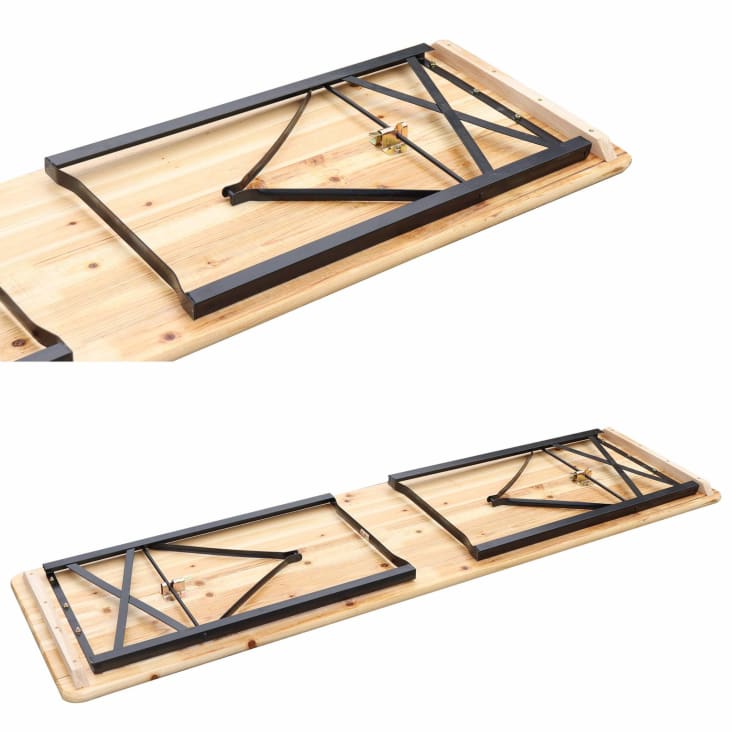 Table en bois 180cm avec 2 bancs esprit brasserie-Bayonne cropped-10
