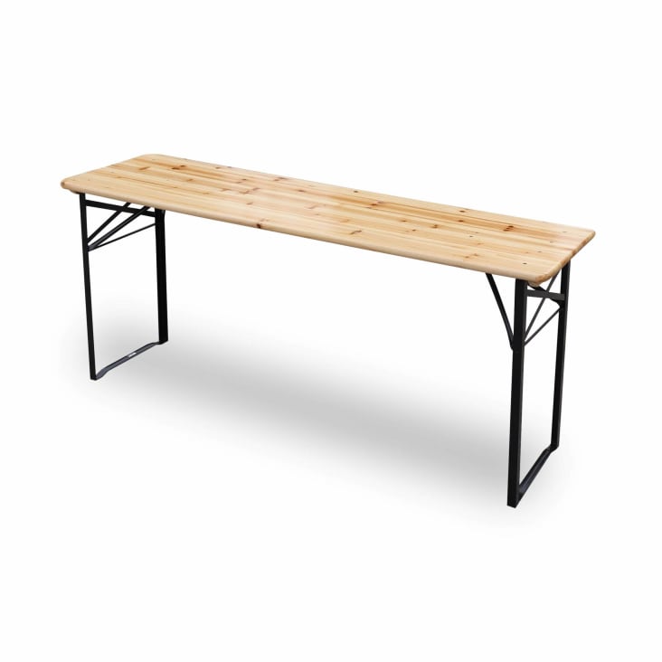 Table en bois 180cm avec 2 bancs esprit brasserie-Bayonne cropped-6