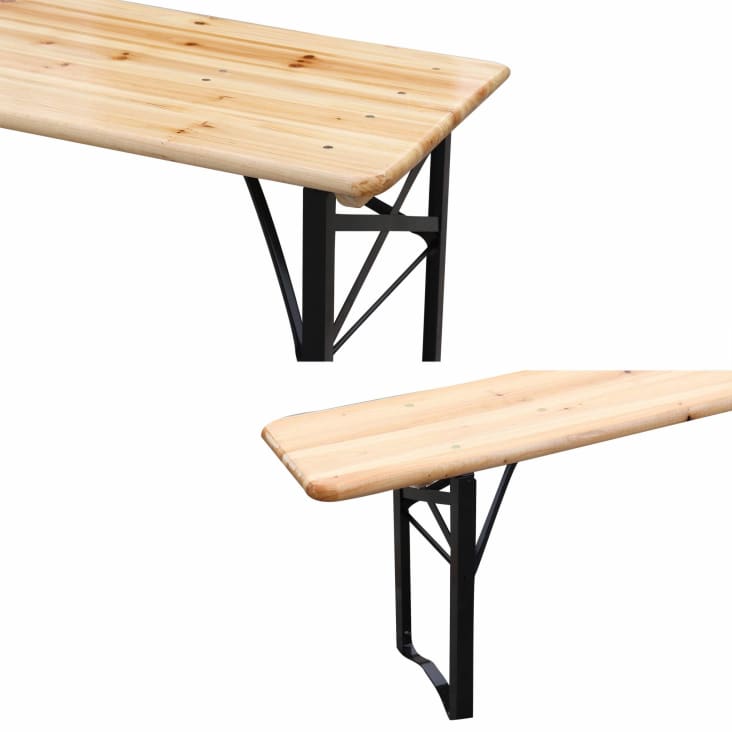 Table en bois 180cm avec 2 bancs esprit brasserie-Bayonne cropped-9