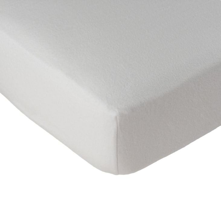 Alèse protège matelas molleton en coton blanc 120x190 cm-Protège matelas molleton