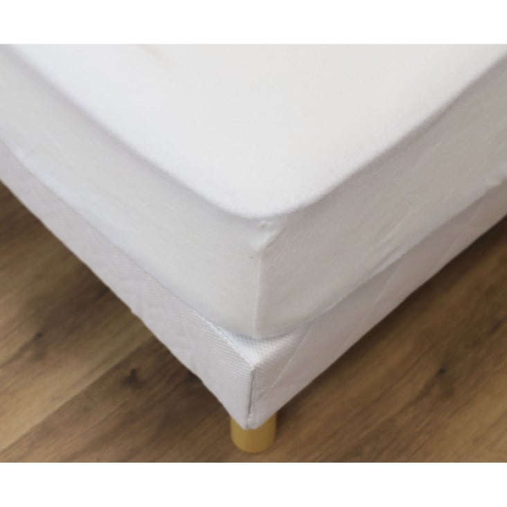 Alèse protège matelas molleton en coton blanc 120x190 cm-Protège matelas molleton cropped-2