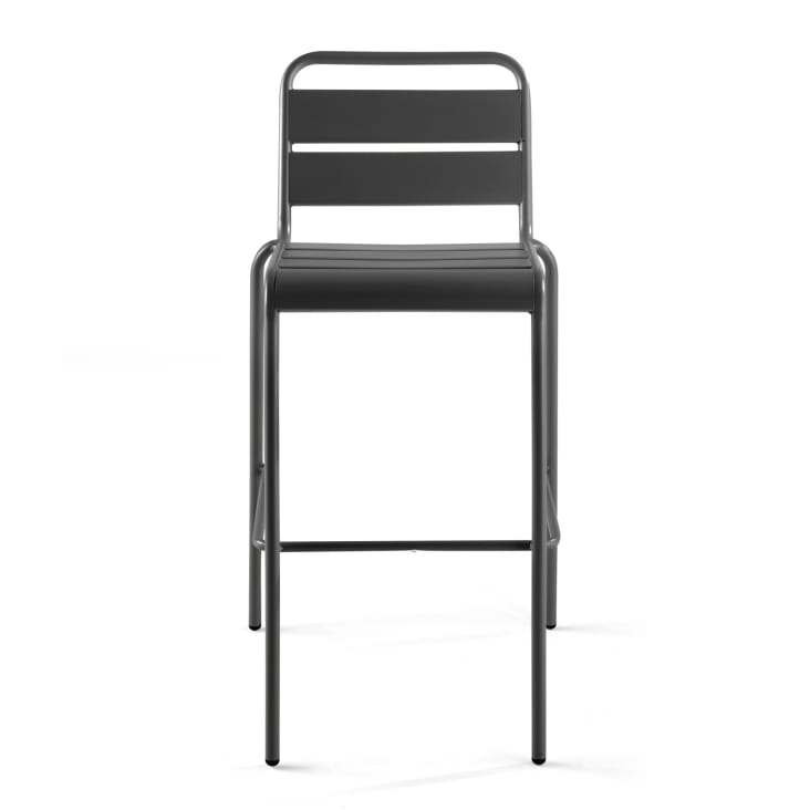 Ensemble table de bar et 2 chaises hautes en métal gris-PALAVAS cropped-10