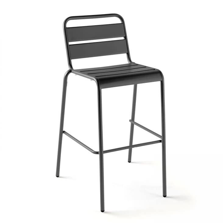 Ensemble table de bar et 2 chaises hautes en métal gris-PALAVAS cropped-3