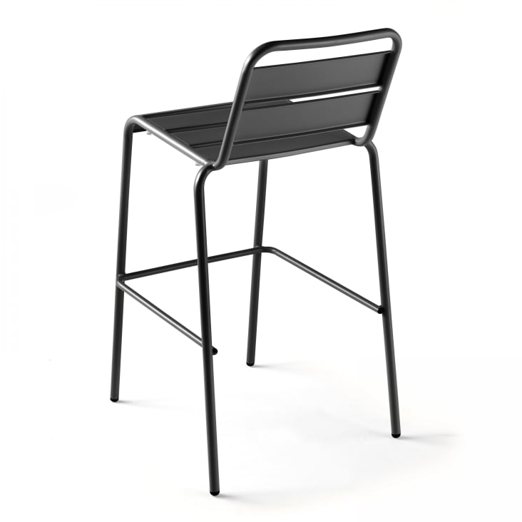 Ensemble table de bar et 2 chaises hautes en métal gris-PALAVAS cropped-4