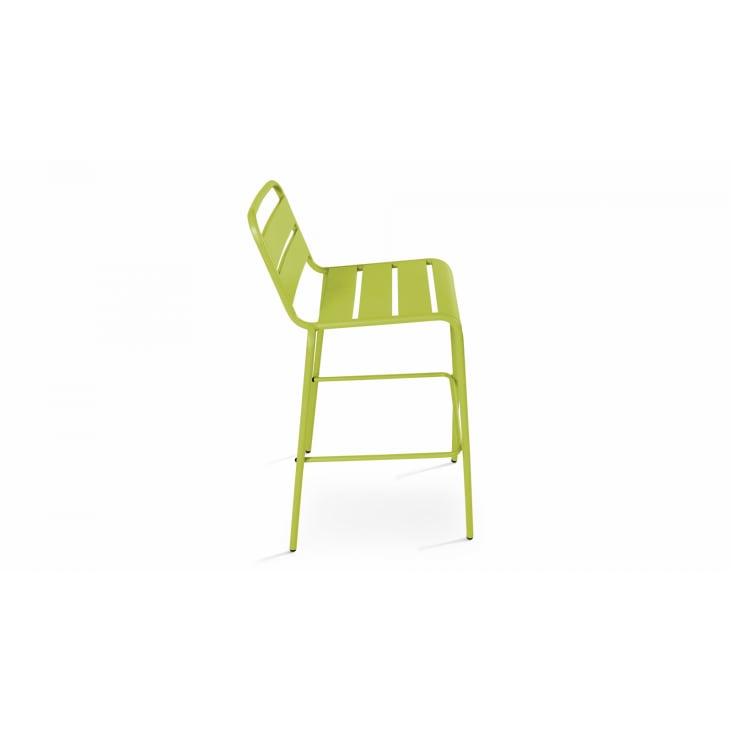 Ensemble table de bar et 2 chaises hautes en métal vert-PALAVAS cropped-10