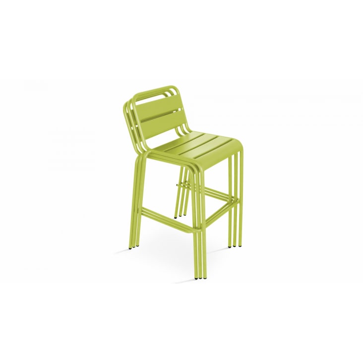 Ensemble table de bar et 2 chaises hautes en métal vert-PALAVAS cropped-3