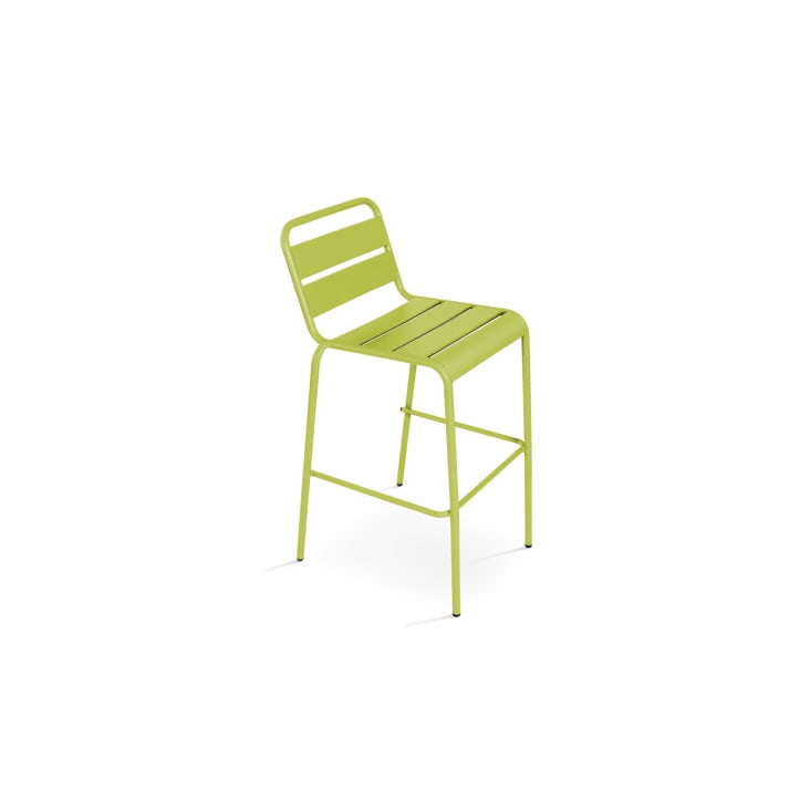 Ensemble table de bar et 2 chaises hautes en métal vert-PALAVAS cropped-4