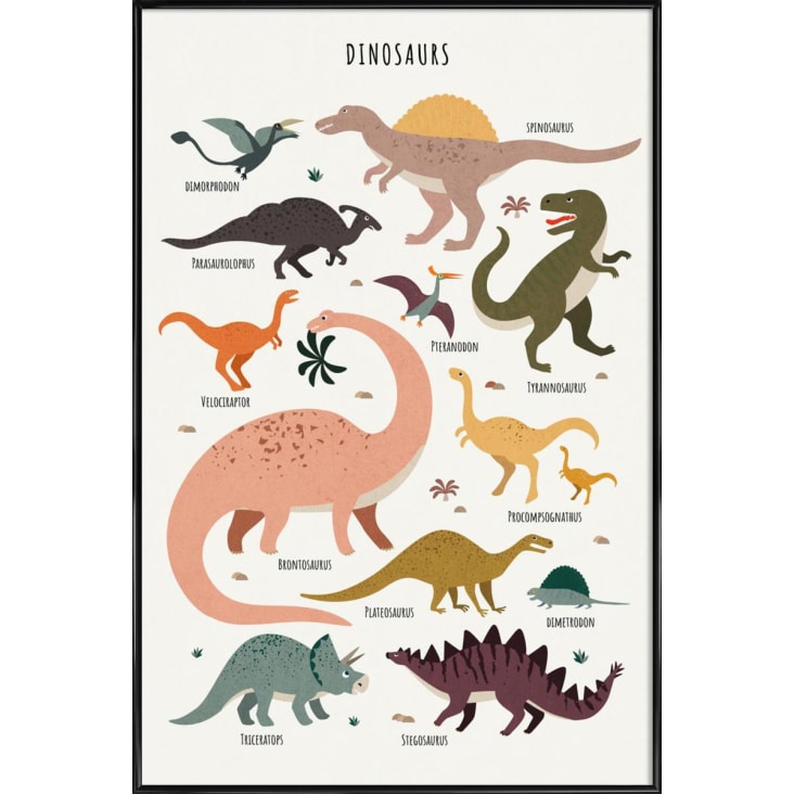 Affiche dans cadre standard (noir) multicolore 20x30-Dinosaur friends