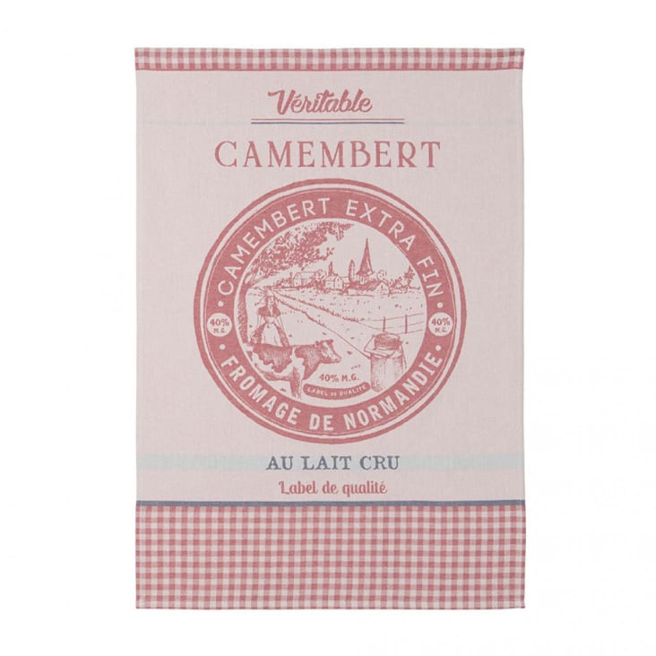 Torchon en jacquard de coton rouge 50x75-Veritable camembert