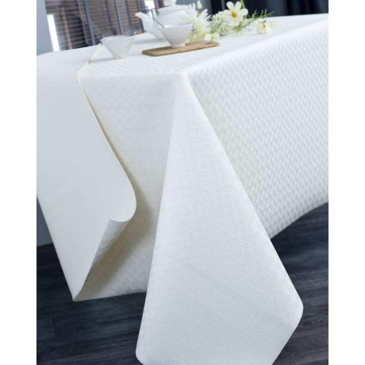 Protège table PVC blanc Ovale 135x190 cm-CALIGOMME