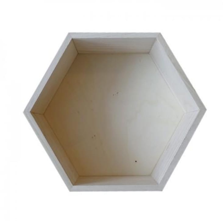 Etagère hexagone en bois 27x23,5x10cm-HEXAGONE