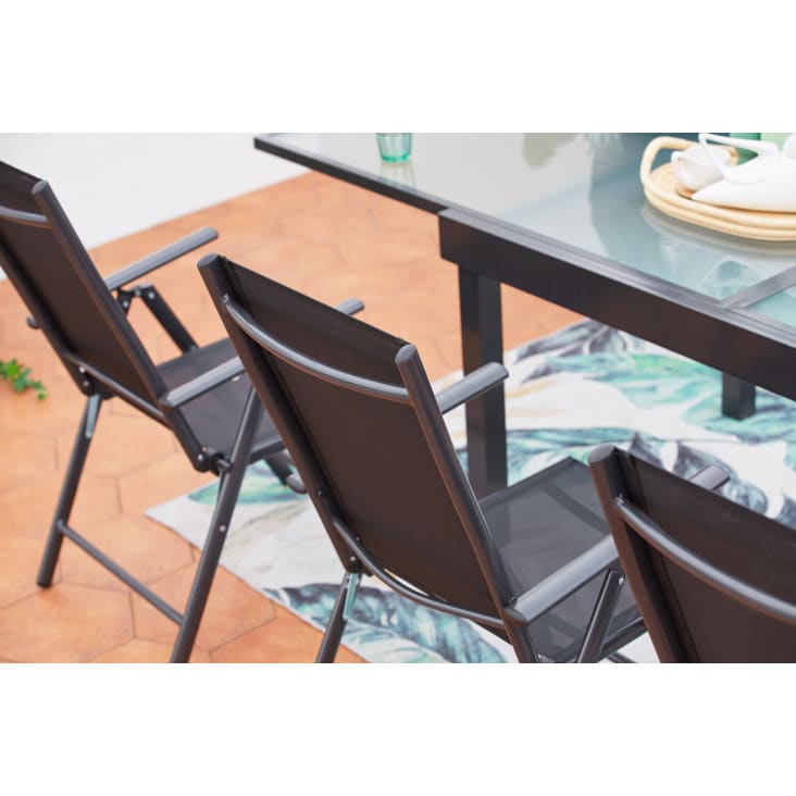 Table de jardin extensible et 8 fauteuils en alu et textilène-Brescia cropped-5