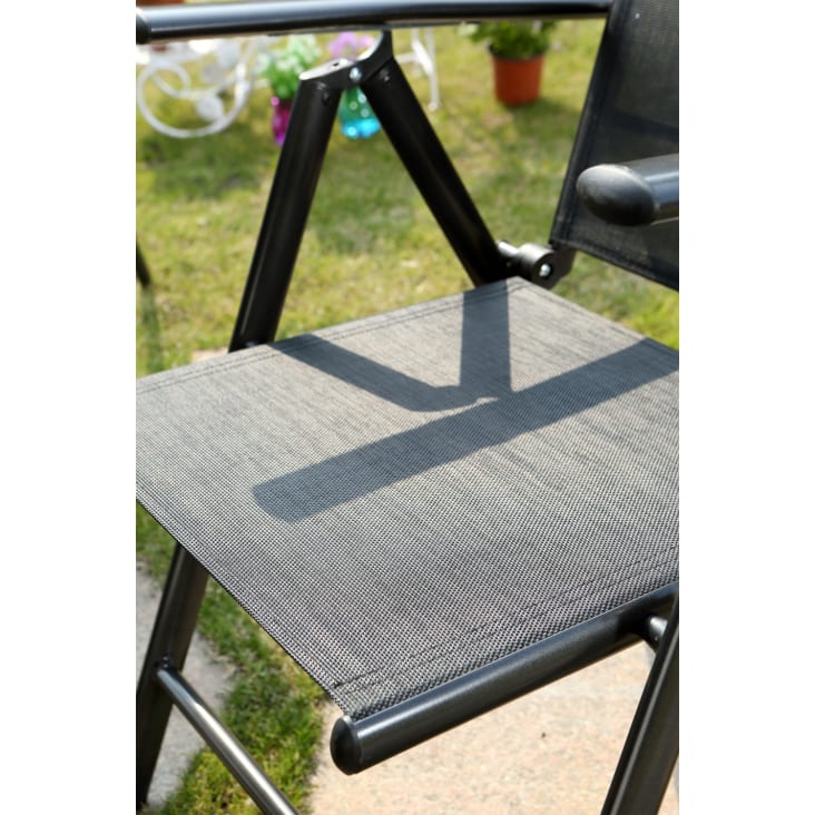 Table de jardin extensible et 8 fauteuils en alu et textilène-Brescia cropped-8