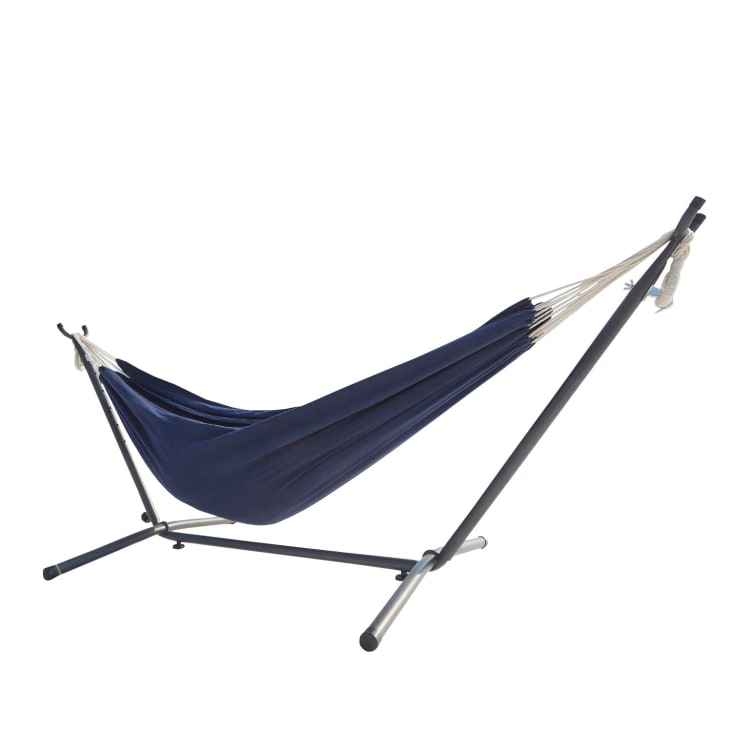 Hängematte mit Ständer 2,6 m aus Polyesterstoff, blau Copacabana