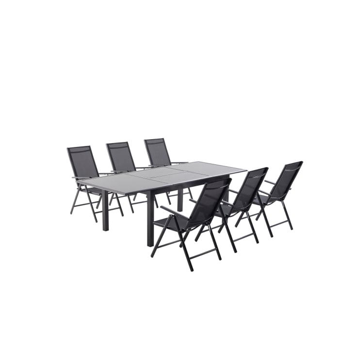 Table de jardin et 6 chaises en aluminium gris-Ravenne cropped-10