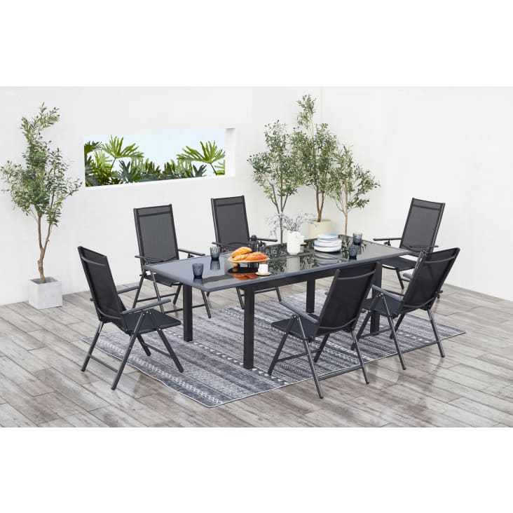 Table de jardin et 6 chaises en aluminium gris-Ravenne cropped-2