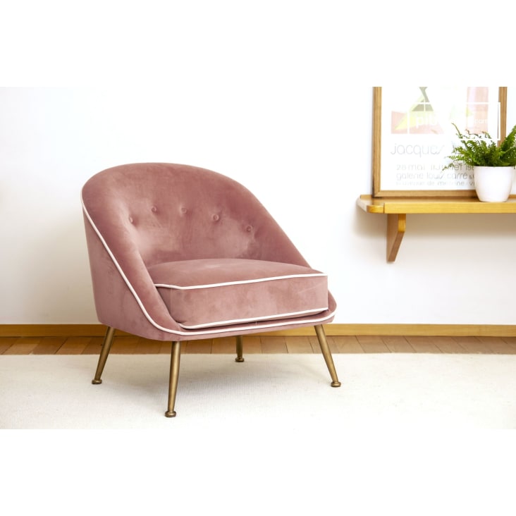 Fauteuil crapaud en velours rose-Barnolomeo cropped-2