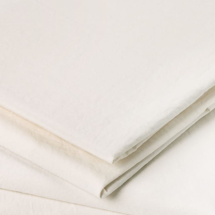Taie d'oreiller en coton lavé ivoire 65x65 cm cropped-2