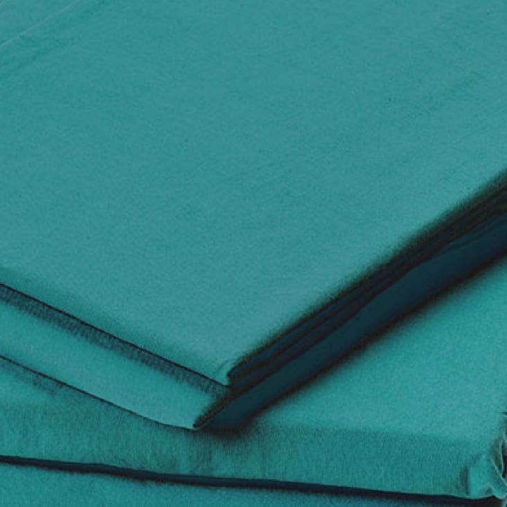 Taie d'oreiller en coton lavé bleu paon 50x70 cm cropped-2