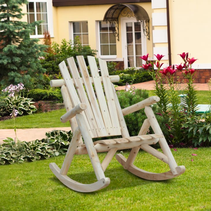 Fauteuil de jardin rocking chair bois de pin cropped-2