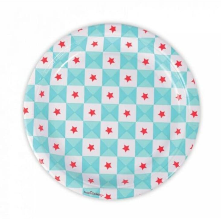 8 assiettes carton géométrie étoiles bleues D23 cm-ÉTOILES