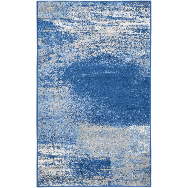 Tapis de salon interieur en argent & bleu, 122 x 183 cm-Adirondack
