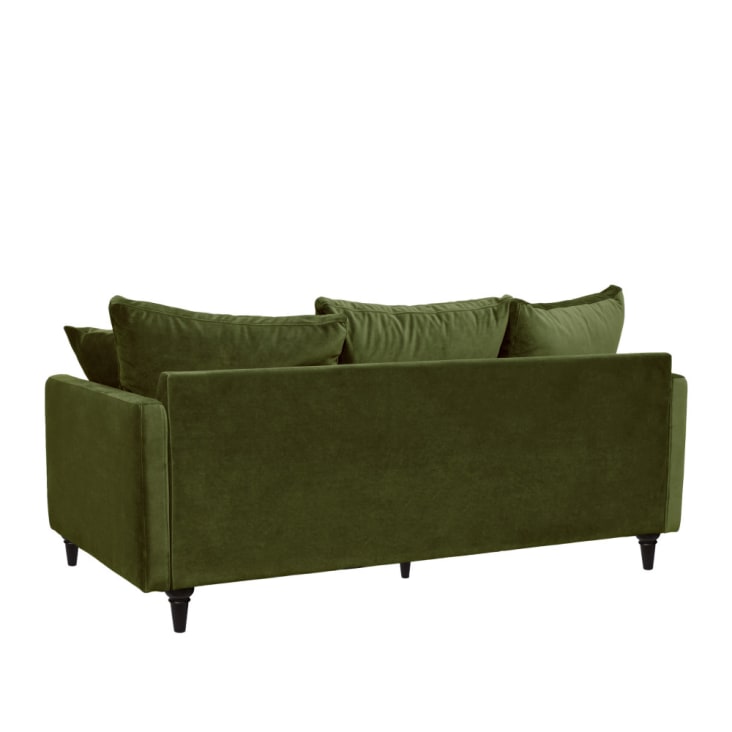 Canapé 3 places en velours pieds tournés vert olive-Villabon cropped-4
