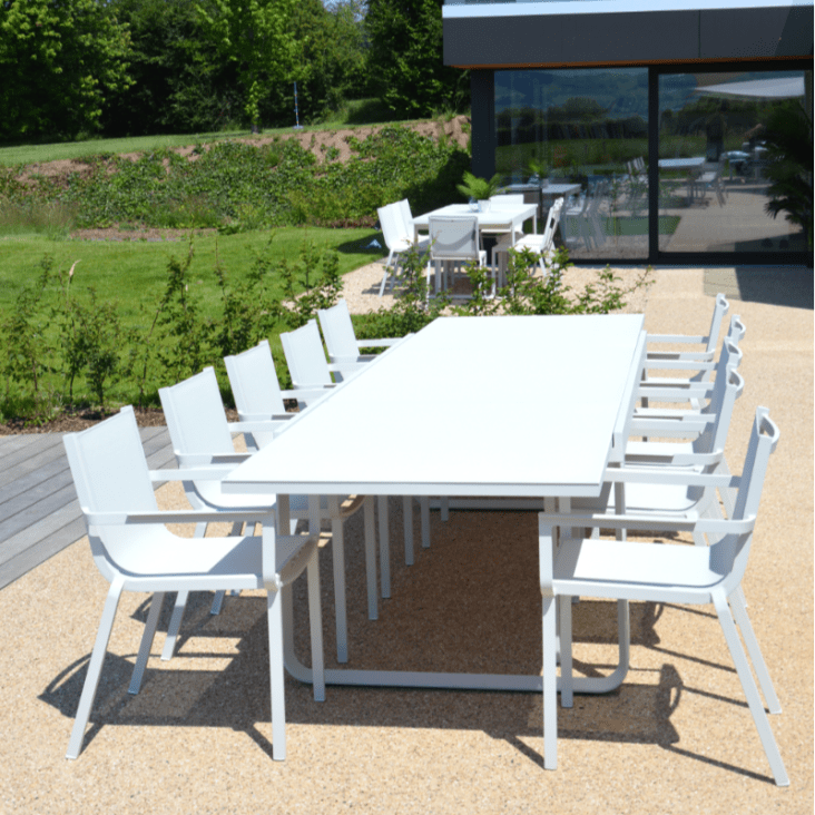 Table de jardin extensible en aluminium et verre 8 places Santorin