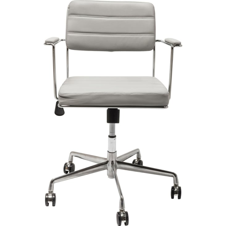Chaise de bureau réglable à roulettes grise et acier chromé-Dottore