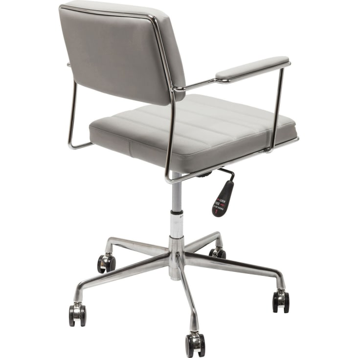 Chaise de bureau réglable à roulettes grise et acier chromé-Dottore cropped-5