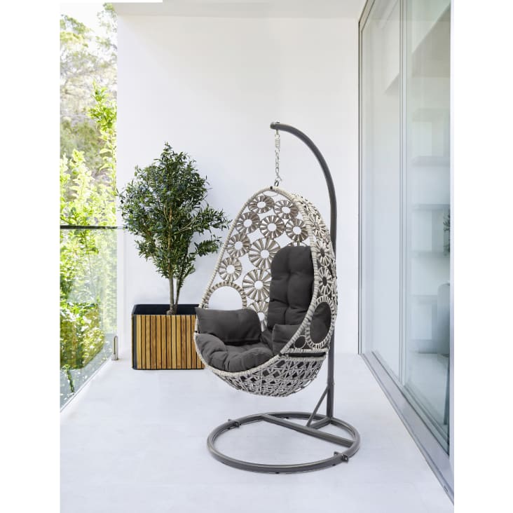 Fauteuil suspendu balancelle jardin chaise hamac terrasse avec cadre et  coussin