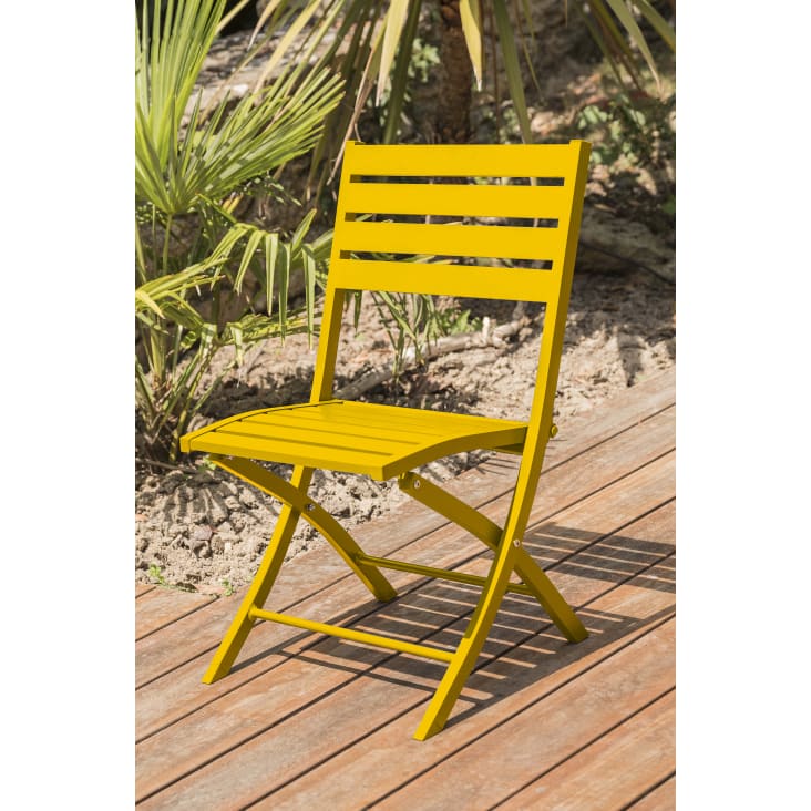 Chaise de jardin pliante en aluminium moutarde-Marius cropped-3