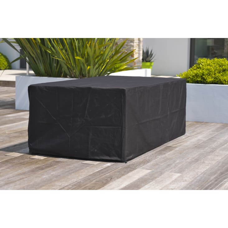 Housse de protection pour table de jardin 8 places en polyester noir-Housse cropped-2