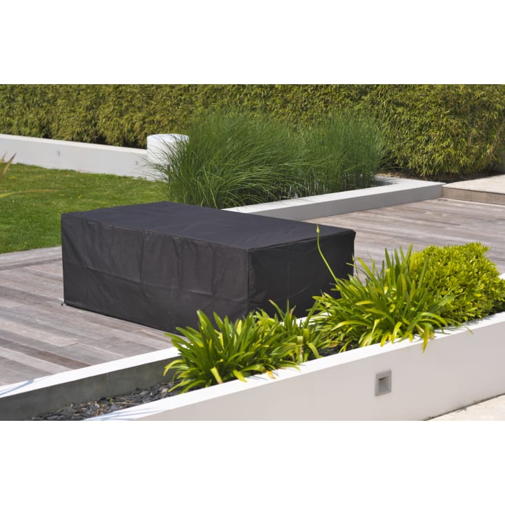 Housse de protection pour table de jardin 8 places en polyester noir-Housse cropped-3