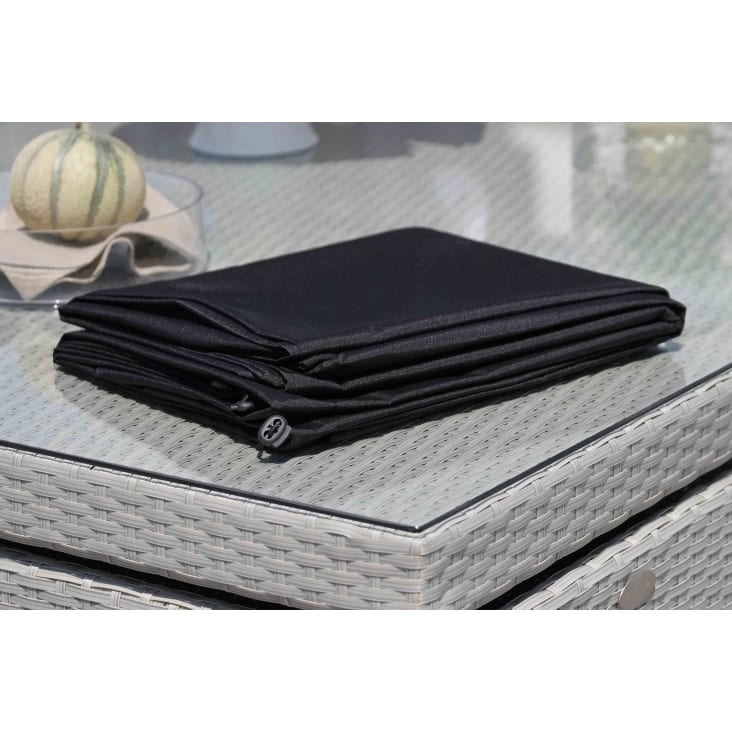 Housse de protection pour table de jardin 8 places en polyester noir-Housse cropped-4