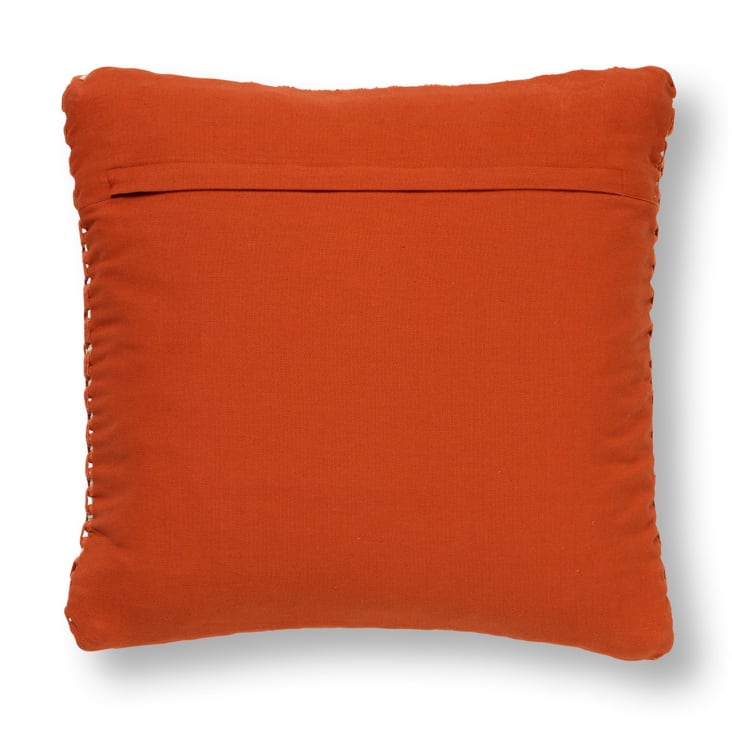 Coussin - orange doux 45x45 cm avec un motif à carreaux-DENLEY cropped-2