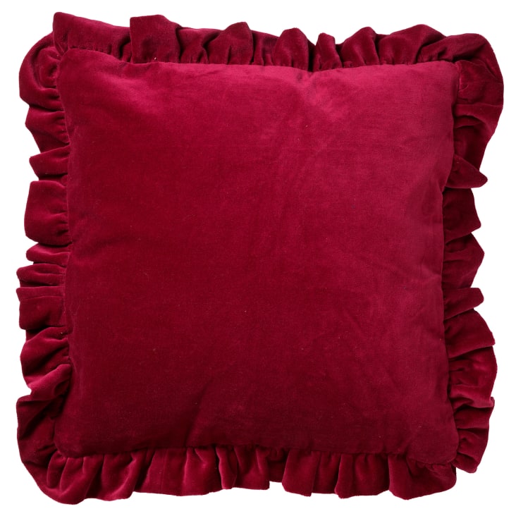 Housse de coussin rouge en velours-45x45 cm uni-YARA