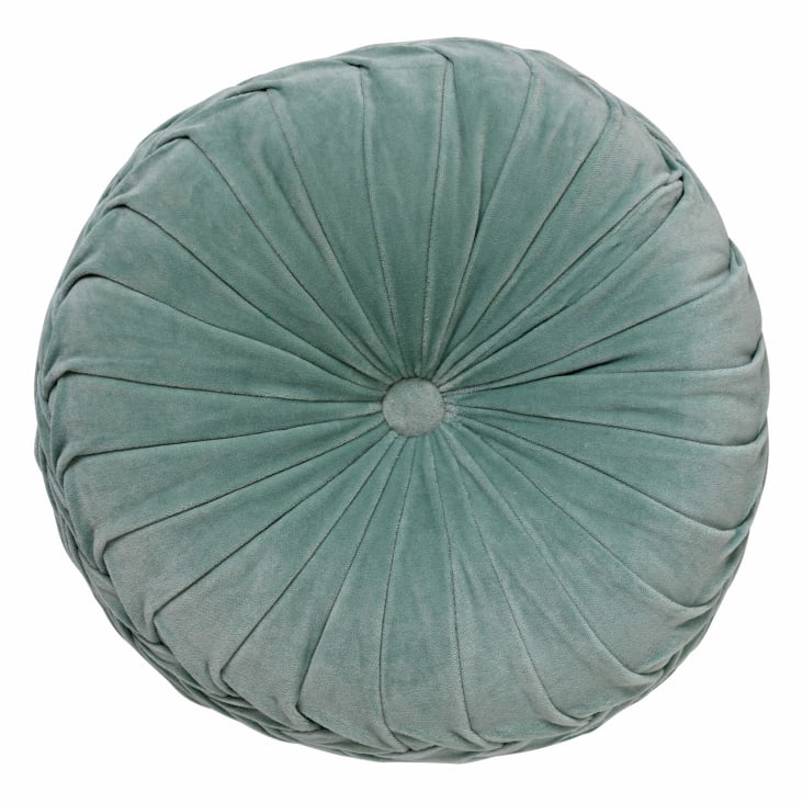 Coussin rond vert en velours 40 cm uni-KAJA