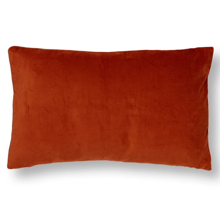 Coussin - orange en velours 30x50 cm avec motif rayé-PIPPA cropped-2
