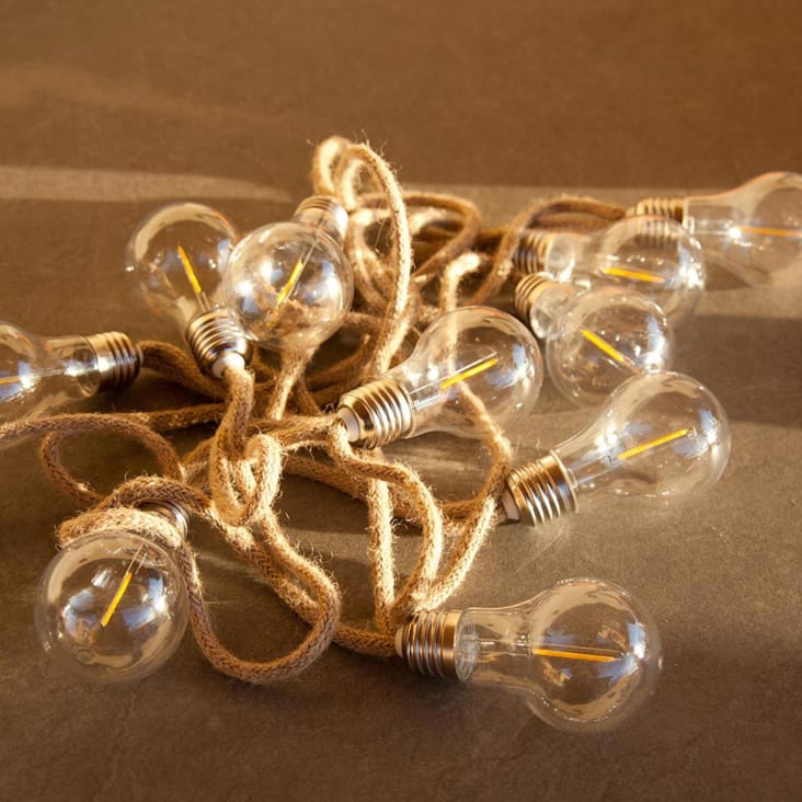 guirlande lumineuse guinguette 10 ampoules câble métal micro led