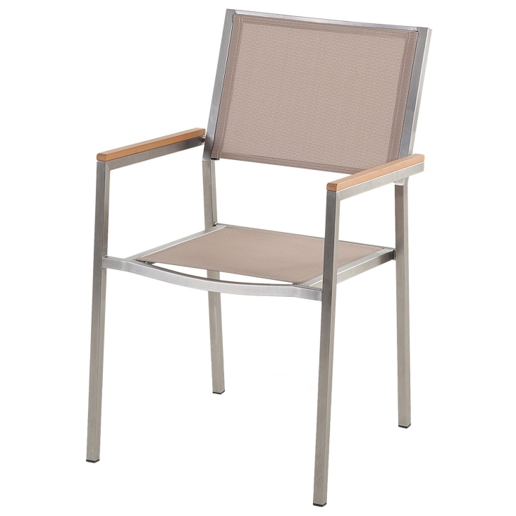 Gartentisch Set 8 personen sicherheitsglas, edelstahl beige GROSSETO