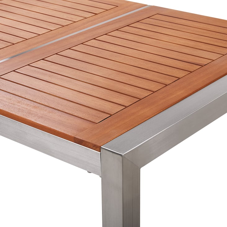 Gartentisch Set 6 personen eukalyptus, edelstahl heller holzfarbton