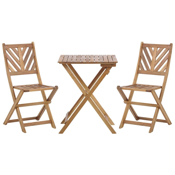 Salon de jardin bistrot table et de 2 chaises en bois-Terni